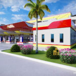Filling station and multi level car-park