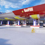 Filling station and multi level car-park