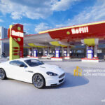 Filling station and multi level car-park
