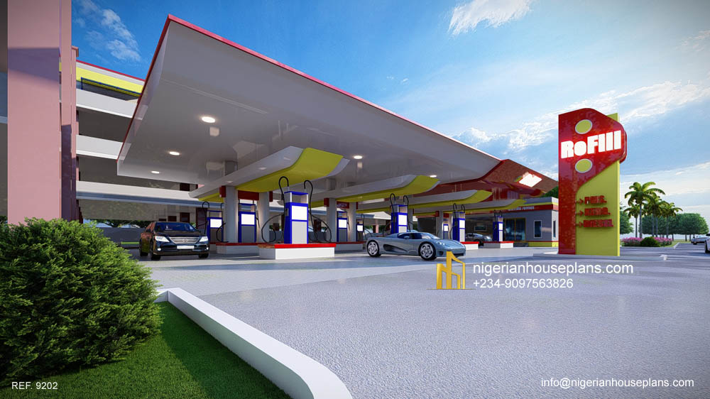 Filling station and multi level car-park